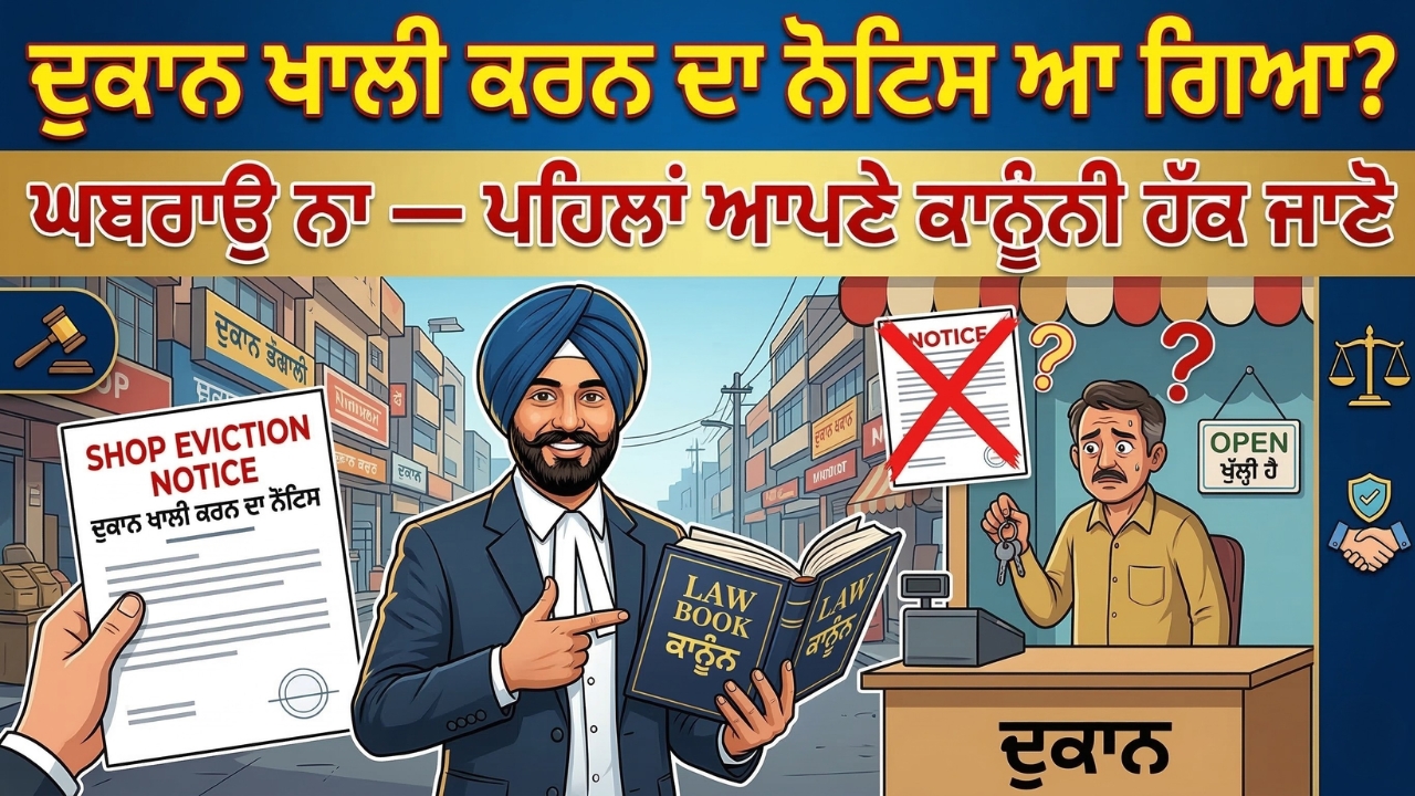 Read more about the article ਦੁਕਾਨ ਖਾਲੀ ਕਰਨ ਦਾ ਨੋਟਿਸ ਆ ਗਿਆ? ਘਬਰਾਉ ਨਾ — ਪਹਿਲਾਂ ਆਪਣੇ ਕਾਨੂੰਨੀ ਹੱਕ ਜਾਣੋ |