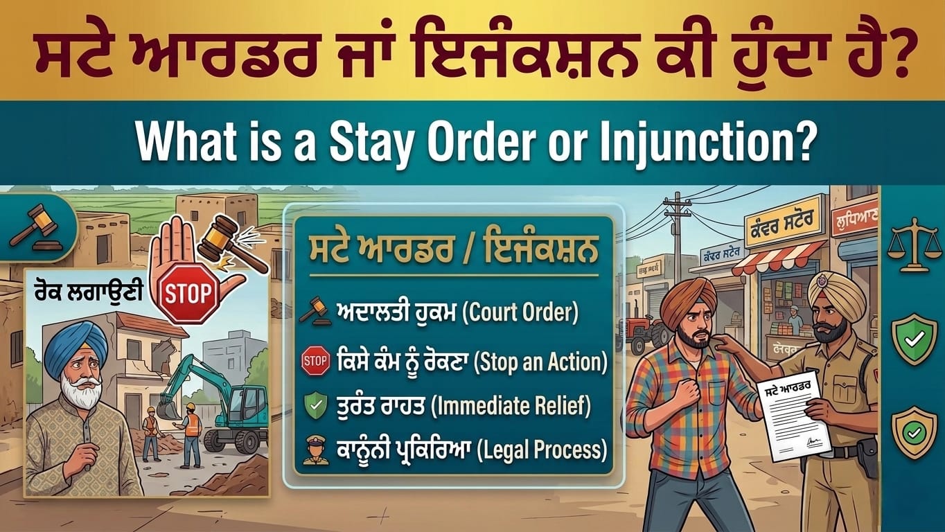 You are currently viewing How to Get Stay Order from Court in Punjab? (ਅਦਾਲਤ ਤੋਂ ਸਟੇ ਆਰਡਰ ਕਿਵੇਂ ਲਿਆ ਜਾਂਦਾ ਹੈ?)