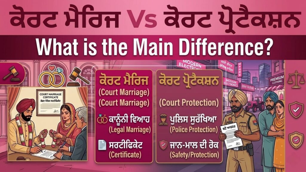 ਕੋਰਟ ਮੈਰਿਜ ਅਤੇ ਕੋਰਟ ਪ੍ਰੋਟੈਕਸ਼ਨ ਵਿੱਚ ਮੁੱਖ ਫਰਕ ਕੀ ਹੈ?