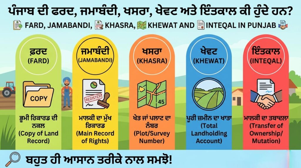ਪੰਜਾਬ ਦੀ ਫਰਦ, ਜਮਾਬੰਦੀ, ਖਸਰਾ, ਖੇਵਟ ਅਤੇ ਇੰਤਕਾਲ ਕੀ ਹੁੰਦੇ ਹਨ?