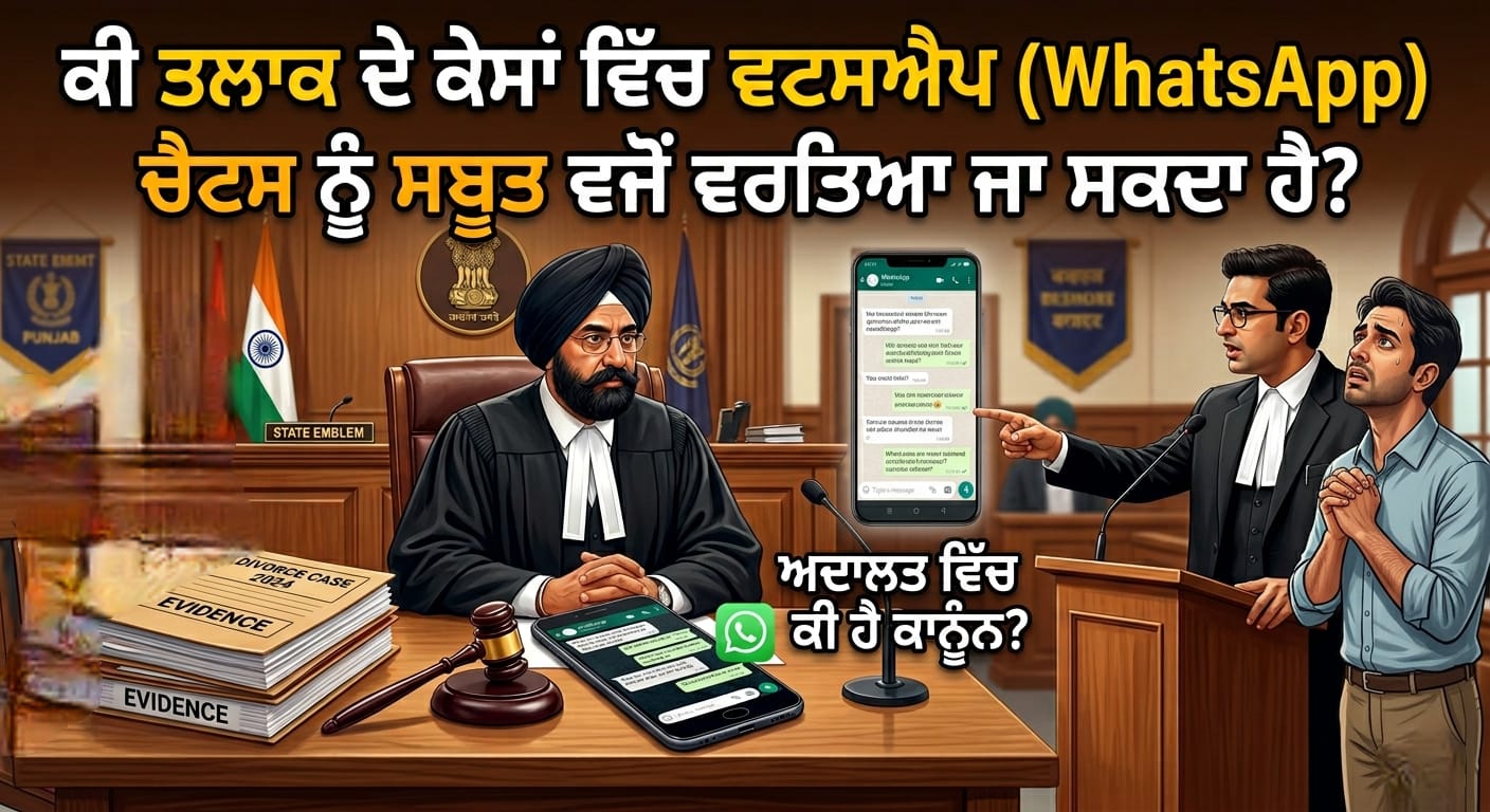 You are currently viewing ਕੀ ਤਲਾਕ ਦੇ ਕੇਸ ਵਿੱਚ ਵਟਸਐਪ ਚੈਟ ਸਬੂਤ ਵਜੋਂ ਵਰਤੀ ਜਾ ਸਕਦੀ ਹੈ?